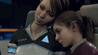 Screen des personnages de Kara et Alice du jeu vidéo Detroit Become Human sorti sur Playstation 4.