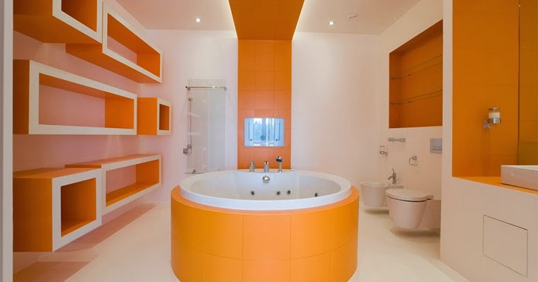 10 Modern bathroom  designs and ideas  in orange  color 