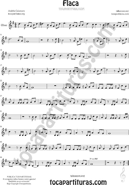 Flaca Partitura de Flaca Oboe Sheet Music for Oboe