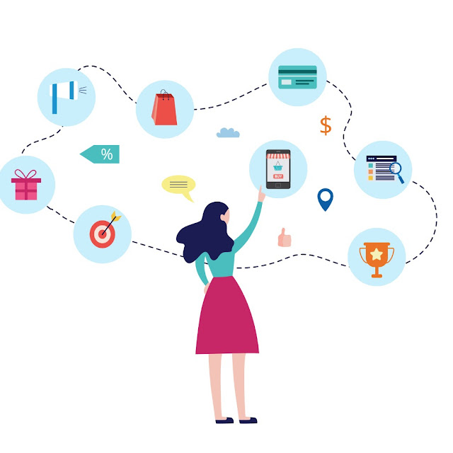 a woman decides to purchase online