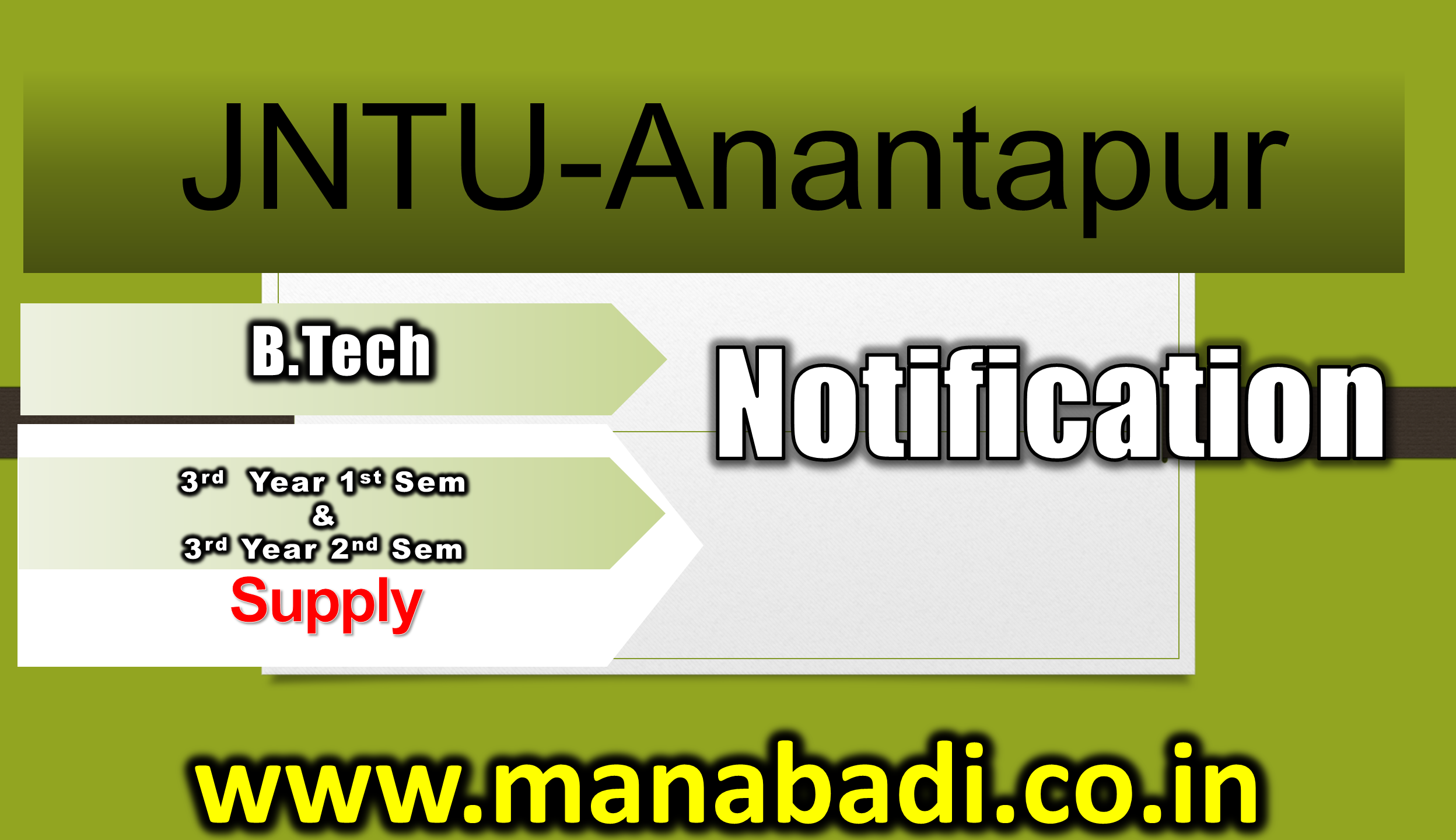 JNTU-Anantapur B.Tech 3rd Year 1st & 2nd Sem Jan 2024 Supply Exam Notification