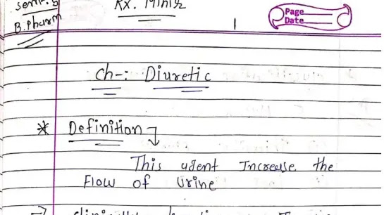 Diuretics (Med Chem:- 2) Notes Download