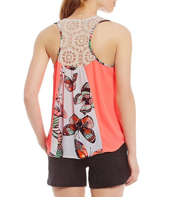 Butterfly print back of tank top