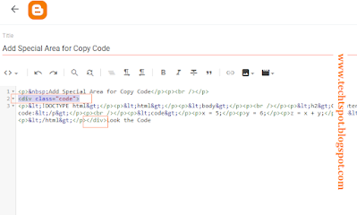 Add Code Box in Blogger blog post 4