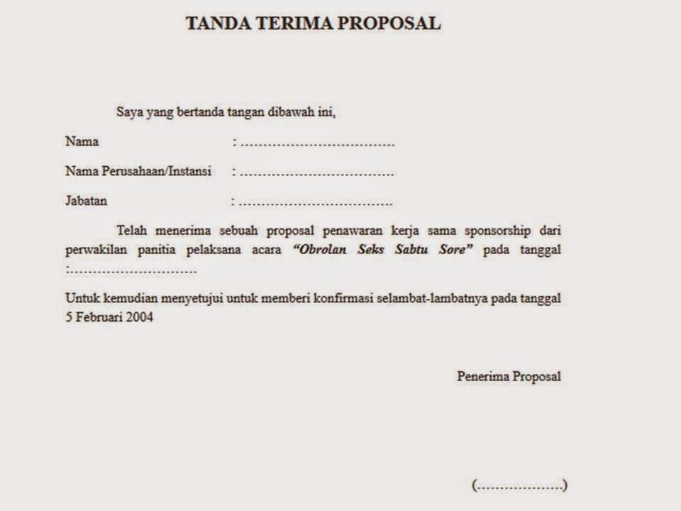 Contoh Tanda Terima Proposal 2018 Februari 2018 