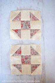 two nine patch blocks with half square triangles