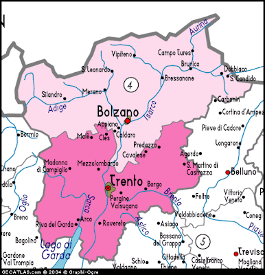 Trentino Map Geography Regions