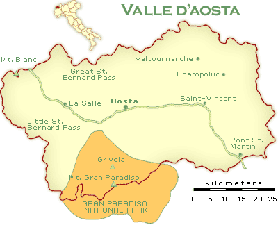 Valle D'Aosta Mapa de la Ciudad