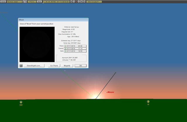 הירח בשקיעת השמש 7/11/2018