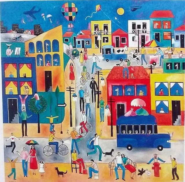 Painting of city, by Jose Morillo