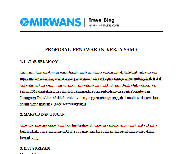 Contoh Proposal Penawaran Barang Jasa Kerjasama Mirwan Choky