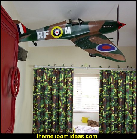 Spitfire Plane  Army Theme bedrooms - Military bedrooms camouflage decorating  - Army Room Decor - Marines decor boys army rooms - Airforce Rooms - camo themed rooms - Uncle Sam Military home decor - military aircraft bedroom decorating ideas - boys army bedroom ideas - Military Soldier - Navy themed decorating