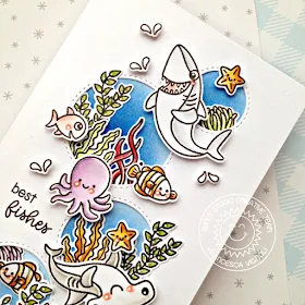 Sunny Studio Stamps: Sea You Soon Best Fishes Staggered Circle Dies Everyday Cards by Franci Vignoli