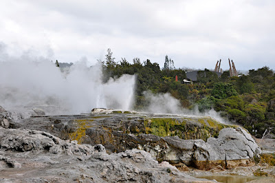 view of geysers from Geyser Lookout