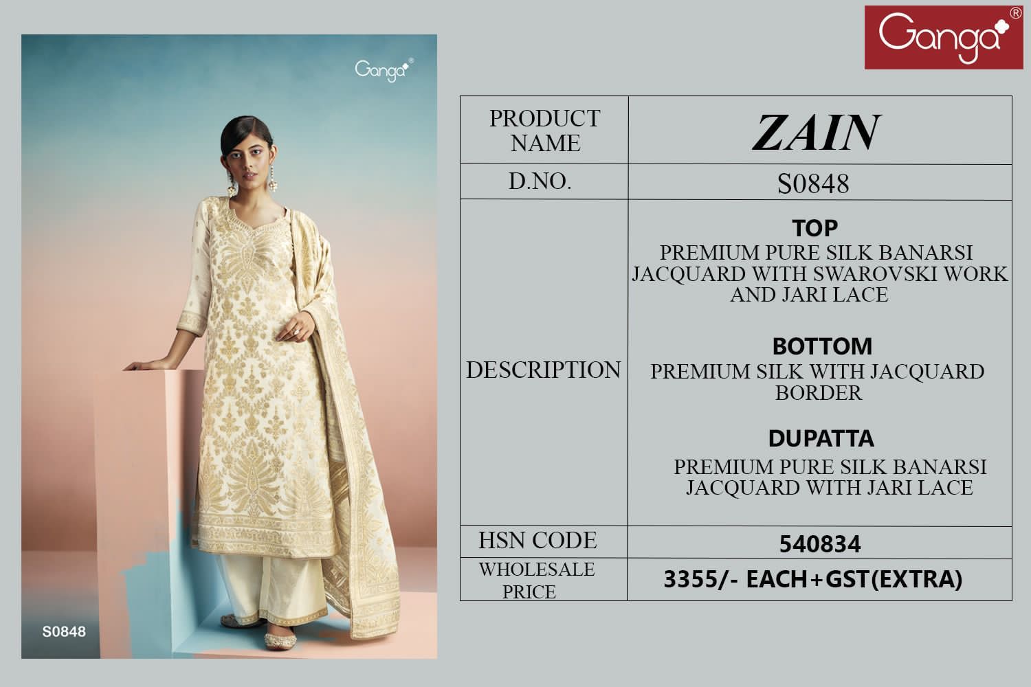Buy Silk Swarovski Work Zain 848 Ganga Plazzo Style Suits Ca