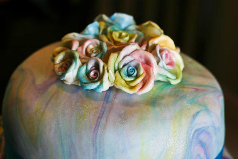 Elegant TyeDyed Wedding Cake All fondant and gumpaste flowers