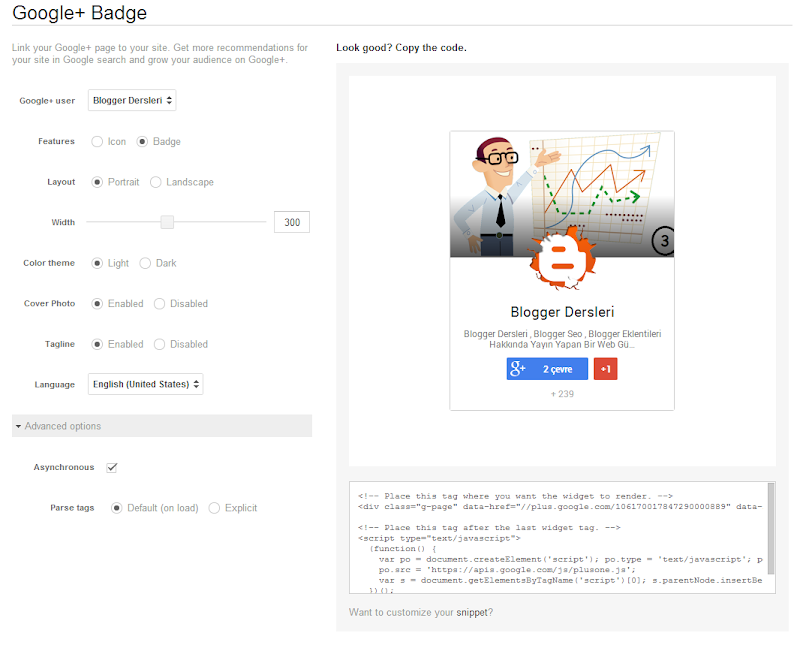 Google+ Badge Özelliği Devrede