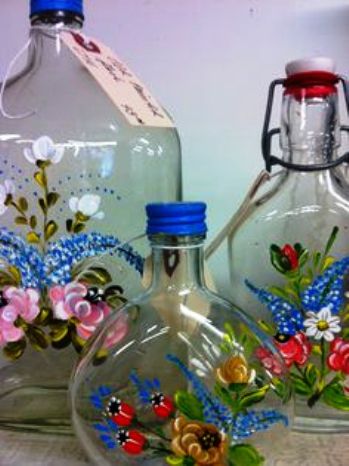 hand painted glass bottle