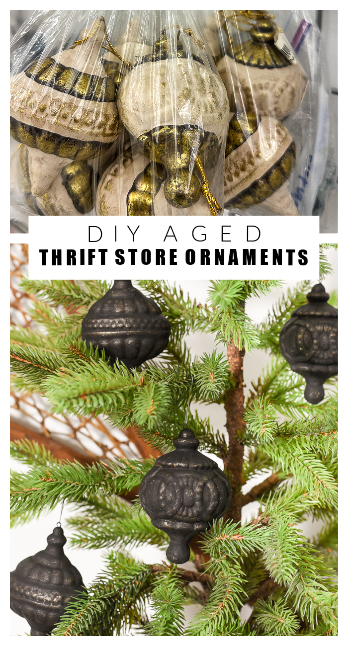 DIY aged thrift store ornaments