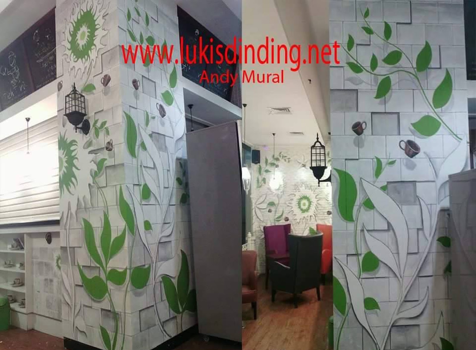 Jasa Lukisan Tembok Lukisan Dinding 3 D Mural Motif 3 Dimensi Daun