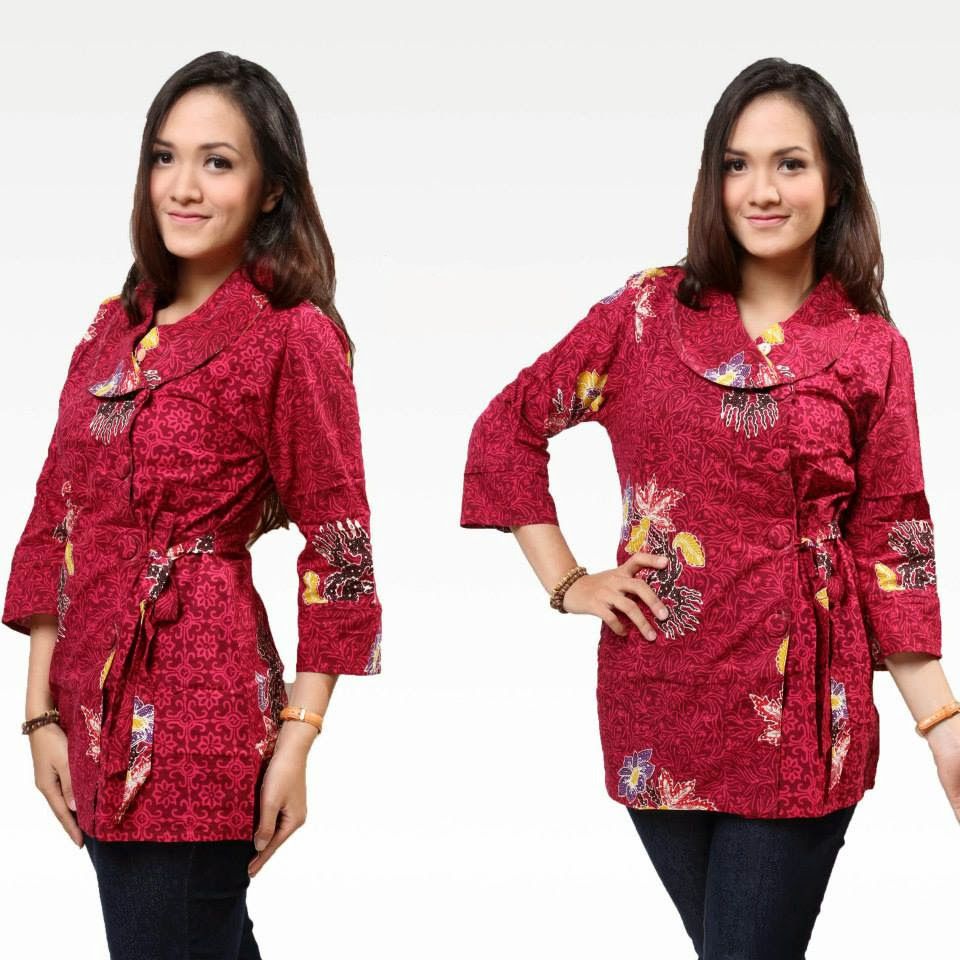  23 model  baju  kemeja batik  untuk wanita kancing samping  