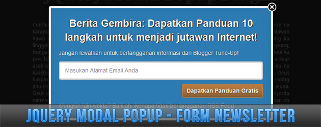 jQuery Modal Popup - Form Newsletter