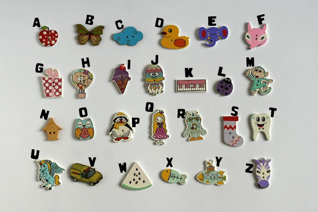 Sew-on alphabet buttons by TomToy