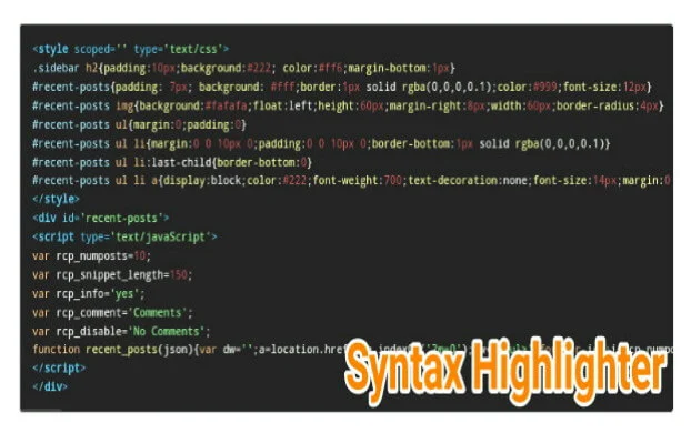 tampilan syntax highlighter