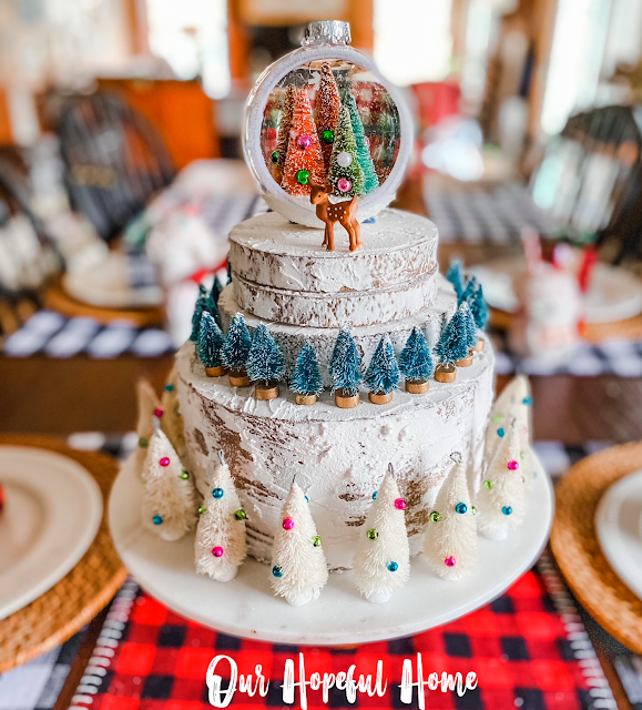 vintage inspired Christmas cake tablescape