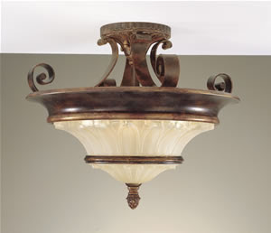 Murray Feiss SF197WAL/FG Artisan Semi-Flush Ceiling Light Walnut / Firenze Gold