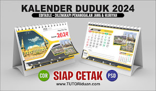 Free Desain Kalender Duduk 2024 CDR PSD