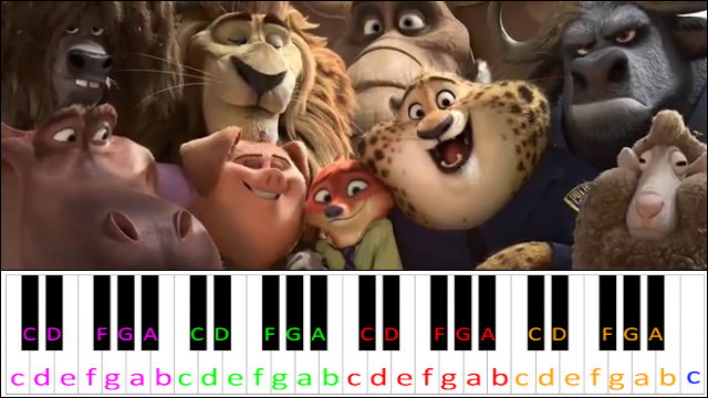 Try Everything by Shakira (Zootopia Theme) Hard Version Piano / Keyboard Easy Letter Notes for Beginners