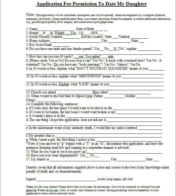 Printable Applications To Date My Daughter …