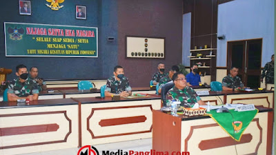 Danrem 043/Gatam Ikuti Rapat Koordinasi Dengan Panglima TNI Terkait Rencana Aksi 11 April 2022.