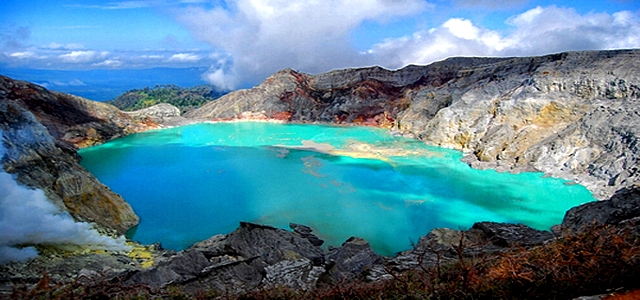 Ijen Crater a Volcanic Tourism Attraction in East Java, Indonesia