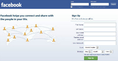 facebook log-in page