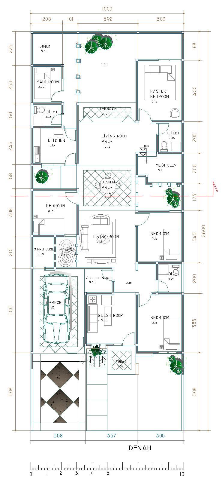 Desain Denah Rumah Mewah 1 Lantai