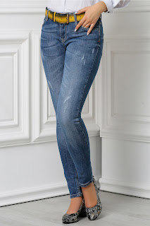  Jeans Aza albastri mulati casual ieftini