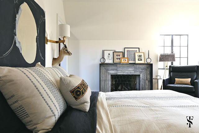 Classic Decor in bedroom of French Tudor Renovation by Summer Thornton