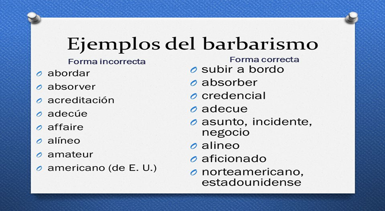 Image result for barbarismo ejemplos
