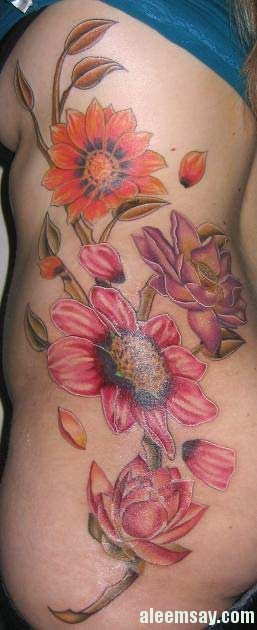 Flower Rib Tattoos For Girls