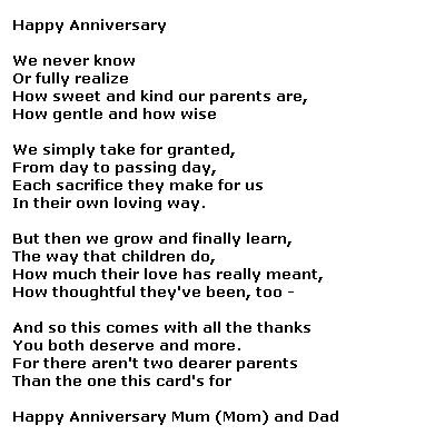 30th Wedding Anniversary Gift on 30th Wedding Anniversary Poems To Parents