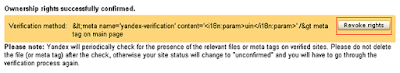Ownership Confirmation in Yandex Webmaster Tools