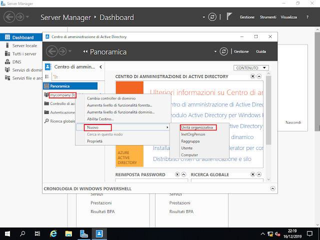 Centro di amministrazione di Active Directory, nuova unità organizzativa