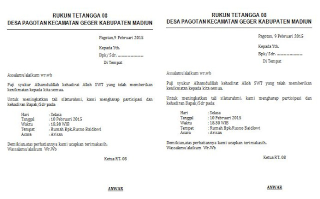 Surat Arisan RT