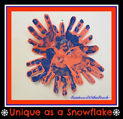 photo of: Painted Handprint Snowflakes via RainbowsWithinReach