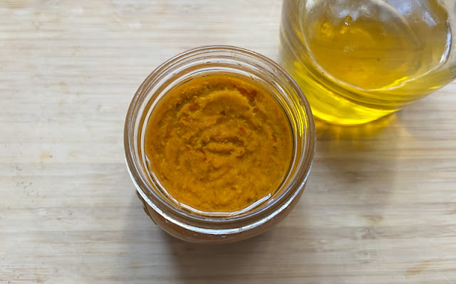 Chili paste, topped with olive oil