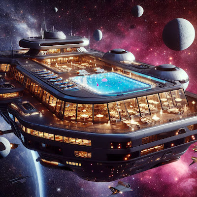 space cruise ship in outer space