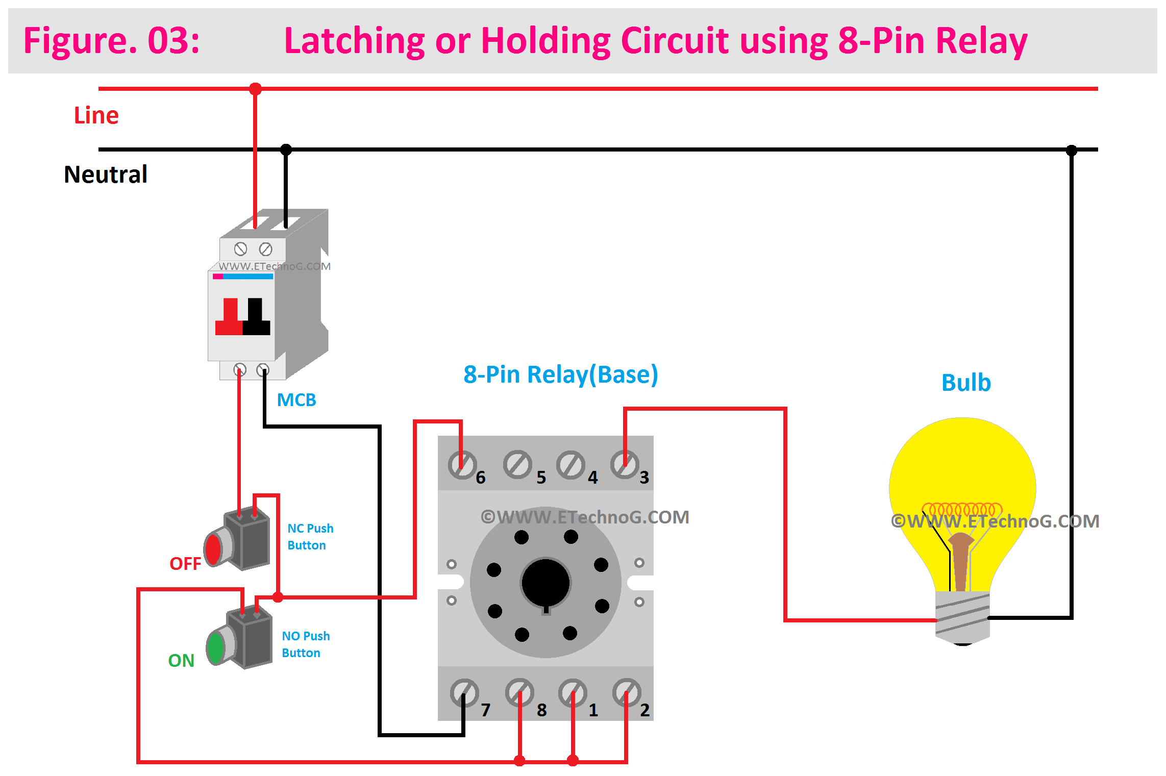 Latching or Holding Circuit using 8-Pin Relay