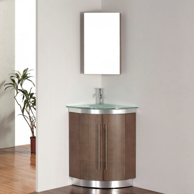 corner pedestal sink cabinet for bathroom with glass countertop single wall mirror